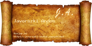 Javorszki Andos névjegykártya